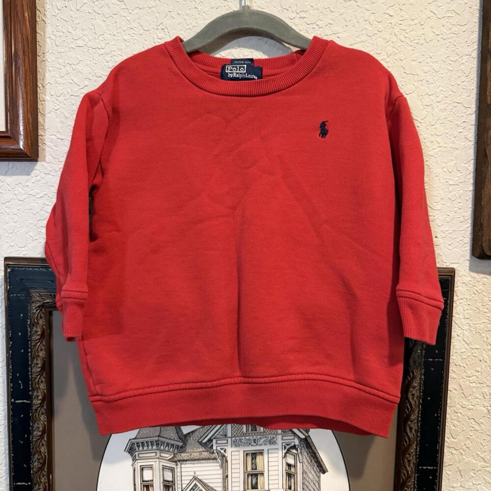 Vintage 90s Polo Ralph Lauren Red‎ Designer Kids Sweatshirt Size Youth 2T